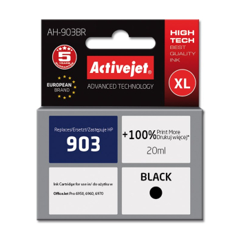 Activejet AH-903BR Tusz (zamiennik HP 903 T6L99AE; Premium; 20 ml; czarny)