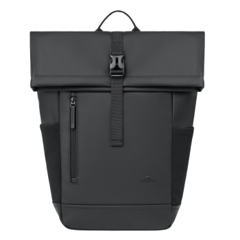 Rivacase Eden plecak Plecak rolowany Czarny Poliester, Skóra woskowana (Pull Up)