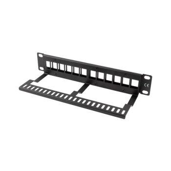 LANBERG PATCH PANEL PUSTY 12 PORT 1U 10" Z ORGANIZEREM DO MODUŁÓW KEYSTONE CZARNY PPKS-9112-B