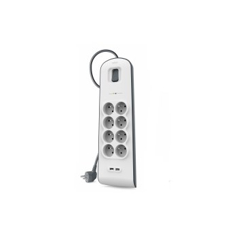 Listwa zasilająca Belkin Power Surge 8-PORT + 2xUSB-A 18W 900J 2m Grey/White (OUTLET)