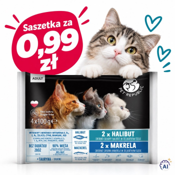 PetRepublic Adult halibut - makrela mokra karma dla kota 4x100g