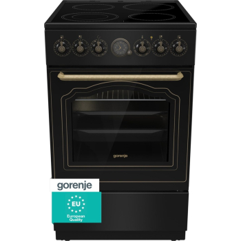 Kuchnia elektryczna GORENJE GECS5B70CLB Retro 50 cm | AirFry | funkcja Pizza | FrozenBake | czarny (OUTLET)