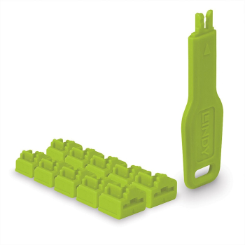 LINDY RJ45 Port SchlĂ¶sser grĂĽn, 10 Stck + 1 SchlĂĽssel