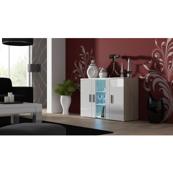 Komoda 120cm SOHO S7 dąb sonoma/ biały połysk