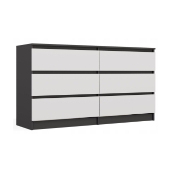 M6 MALWA KOMODA 140 CM 6 SZUFLAD ANT/BIEL KOMPLET