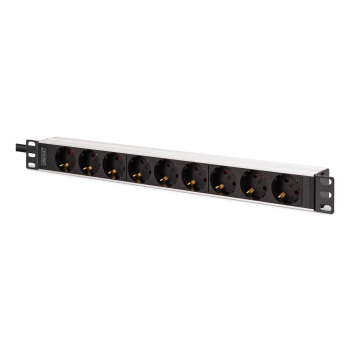 Digitus DN-95440 rozdzielacz zasilania PDU 9 x gniazdo sieciowe 1U Czarny, Srebrny