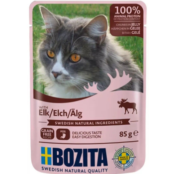 BOZITA Mięsne kawałki w galarecie z łosiem - saszetka dla kota - 85g