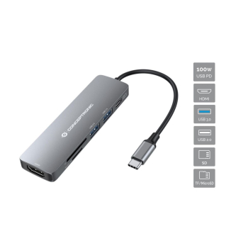 CONCEPTRONIC  6-1 Dock USB-C->HDMI/2xUSB-A/SD/TF/+   15cm gr