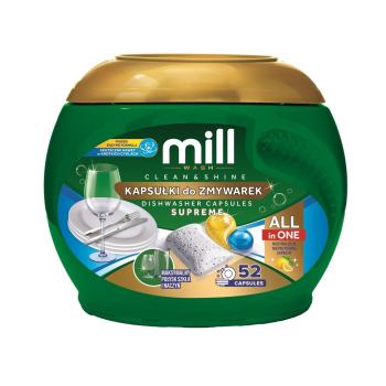 MILL Kapsułki do zmywarek CLEAN&SHINE Supreme 52 szt. 3K.S (PL, EN)