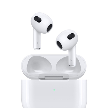 Apple AirPods z etui ładującym Lightning - 3. generacji - Prawdziwe bezprzewodowe słuchawki z mikrofonem - Słuchawki douszne - Bluetooth - Biały (MPNY