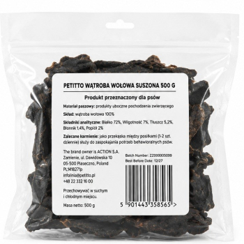 PETITTO Wątroba wołowa suszona 500g