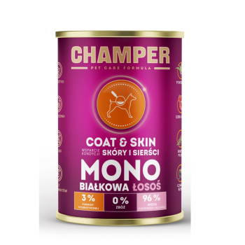 CHAMPER COAT&SKIN MONOBIAŁKOWA łosoś mokra karma dla psa 400g