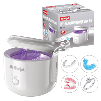 Activejet Myjka ultradźwiękowa UV akumulatorowa USB AUC-198 biała
