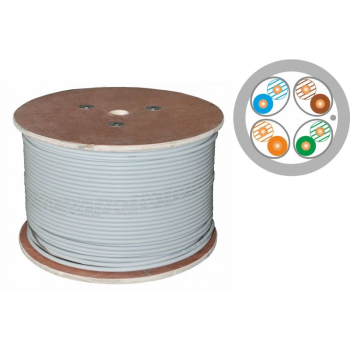 Alantec Kabel U/FTP kat.6A, sieciowy, LSOH, B2ca "FireHardy" 4x2x23 AWG, 10Gb/s, 700 MHz, szary, 500m (KIF6ALSOH500B)