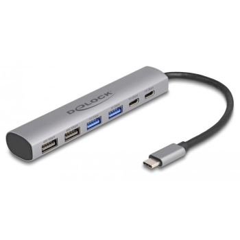 DeLOCK 6-portowy koncentrator USB z 4 x żeńskim złączem USB Typ-A i 2 x żeńskim złączem USB Type-C