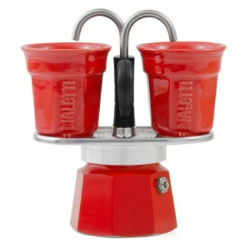 Bialetti kawiarka Mini Express czerwona 2tz + 2 filiżanki