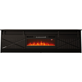 Szafka RTV GRANERO+kominek 200x56,7x35 czarny/czarny poł