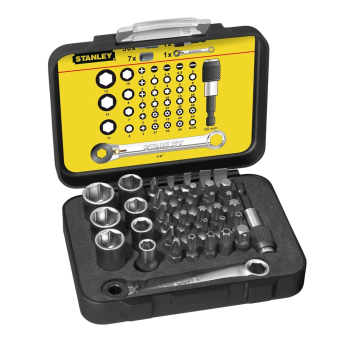 zestaw 39 szt końcówki 1/4" z kluczem z grzchotką