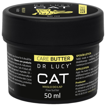 DR LUCY - CAT CARE BUTTER 50 ML ODŻYWCZY KREM NA BAZIE NATURALNYCH OLEJÓW, WSPIERA REGENERACJĘ OPUSZKÓW ŁAP I CODZIENNĄ AKTYWNOŚĆ KOTA