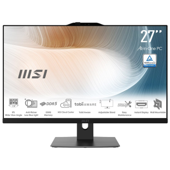 MSI AIO Modern AM272P 1M-1261EU Core 5-120U 27" IPS LED FHD Non-Touch Anti-Glare 16GB SSD512GB M.2 AX211 WiFi 6E Windows 11 Pro Black