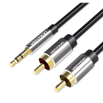 Kabel audio 3,5 mm męski na 2RCA męski 1 m czarny