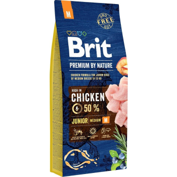 BRIT PREMIUM BY NATURE Junior M - sucha karma dla szczeniąt średnich ras - 15 kg