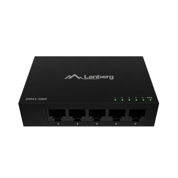 LANBERG SWITCH DSM1-1005 5X1GB/S NIEZARZĄDZALNY GIGABIT ETHERNET DESKTOP 12V (OBUDOWA METALOWA)