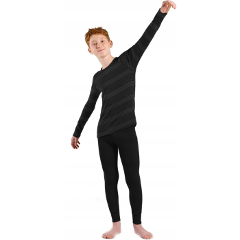 Zestaw bielizny dziecięcej Odlo Set long ACTIVE WARM ECO SET roz. 116cm Czarno-Szary