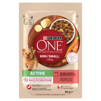 Purina ONE MINI Dog Active GiG wołowina, ziem. 85g