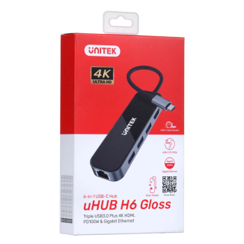 UNITEK HUB USB-C 3.1, RJ-45,3XUSB-A,HDMI,4K,PD100W