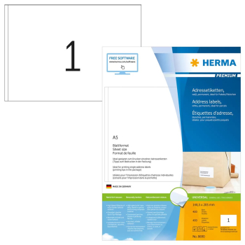 HERMA Adressetiketten A5 weiĂź 148,5x205 mm Papier 400 St.