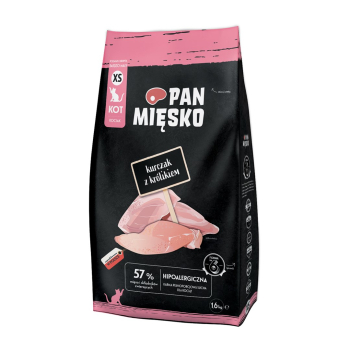 Pan Mięsko Kurczak z królikiem sucha karma dla kota chrupki XS 1,6kg