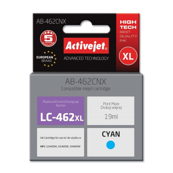 Activejet AB-462CNX Tusz (zamiennik Brother LC-462XLC; Supreme; 19 ml; niebieski).