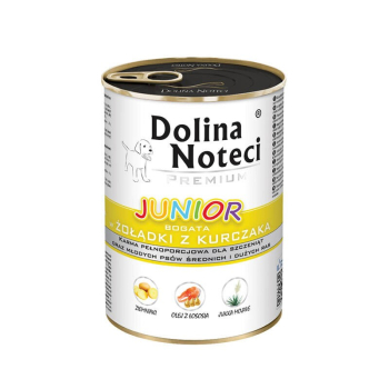 DOLINA NOTECI Premium Junior bogata w żołądki z kurczaka - mokra karma dla szczeniąt ras średnich i dużych - 400 g