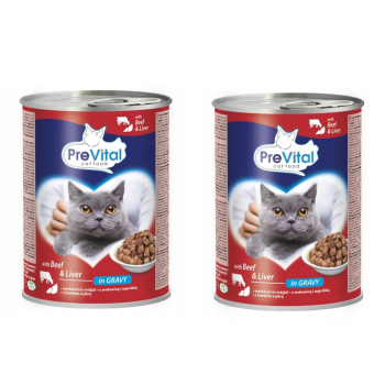 PREVITAL wołowina-wątróbka kawałki w sosie dla kota 415g x 2szt