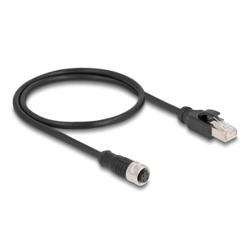 DELOCK M12 Adapterkabel D-kodiert 4 Pin BU zu RJ45,ST 50 cm