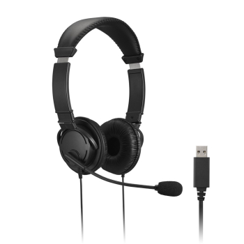 Kensington K33065WW słuchawki/zestaw słuchawkowy Przewodowa Opaska na głowę Biuro/centrum telefoniczne USB Typu-A Czarny