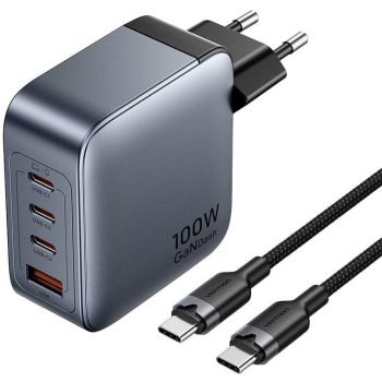 Ładowarka Vention 100W GaN 1x USB-A 3x USB-C + kabel USB-C do USB-C 1m