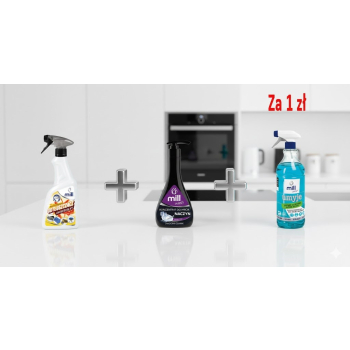 MILL Odplamiacz+Koncentrat do naczyń+Płyn do szyb