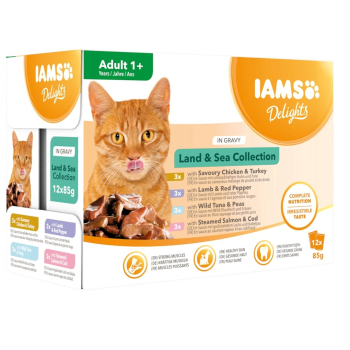 IAMS Cat Delights Land&Sea Gravy Karma w sosie dla kota 12x85g