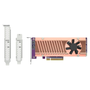Qnap QM2-2P-384A, 2x  M.2 2280/22110 M.2 PCIe (Gen3 x4) SSDs; PCIe Gen3 x8, Low-profile/Full-height