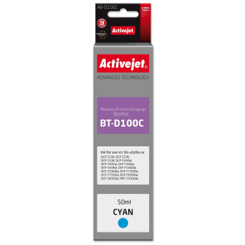 Activejet AB-D100C Buteleczka z tuszem z atramentem (zamiennik Brother BT-D100C; Supreme; 50 ml; niebieski)