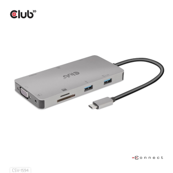 CLUB3D CSV-1594 stacja dokująca USB 3.2 Gen 1 (3.1 Gen 1) Type-C Czarny, Szary