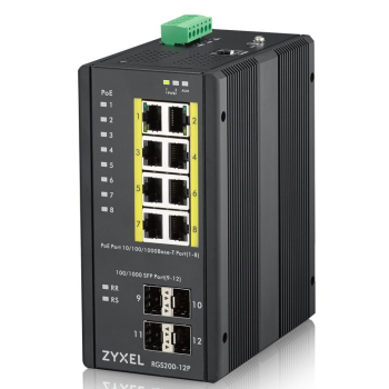 Switch Zyxel RGS200-12P PoE(PoE+: 8;)  240W Managed Gigabit Rugged