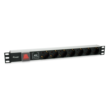 Equip 19" Steckdosenleiste 7xSchuko+Switch->St.90Â°ĂśSS   Alu.