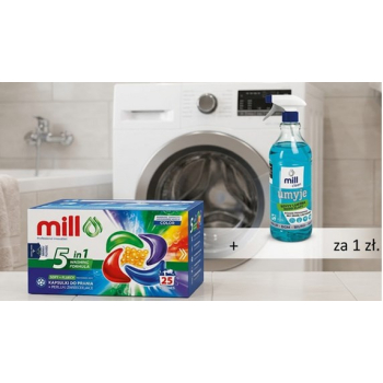 Kup kapsułki Mill Pro Color 25 szt.,+ płyn do szyb Mill Clean 1,22l za 1 zł