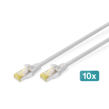 DIGITUS CAT 6A S/FTP Patchkabel, 10 StĂĽck, 2m, grau