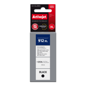 Activejet AH-912BRX Tusz (zamiennik HP 912XL 3YL84AE; Premium; 1100 stron; 30 ml, czarny)