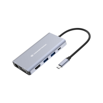 CONCEPTRONIC 10-1 Dock USB-C->HDMI/2xUSB-A/GbE/AUX/+ 25cm gr