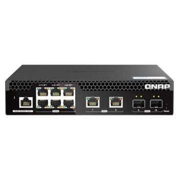 Qnap QSW-M2106R-2S2T, 6 port 2.5Gbps, 2 ports 10GbE SFP+, 2 ports 10GbE RJ45 , managed switch, half-rackmount design